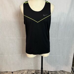 Nike Men's Black Tank Top with Neon Volt Accents